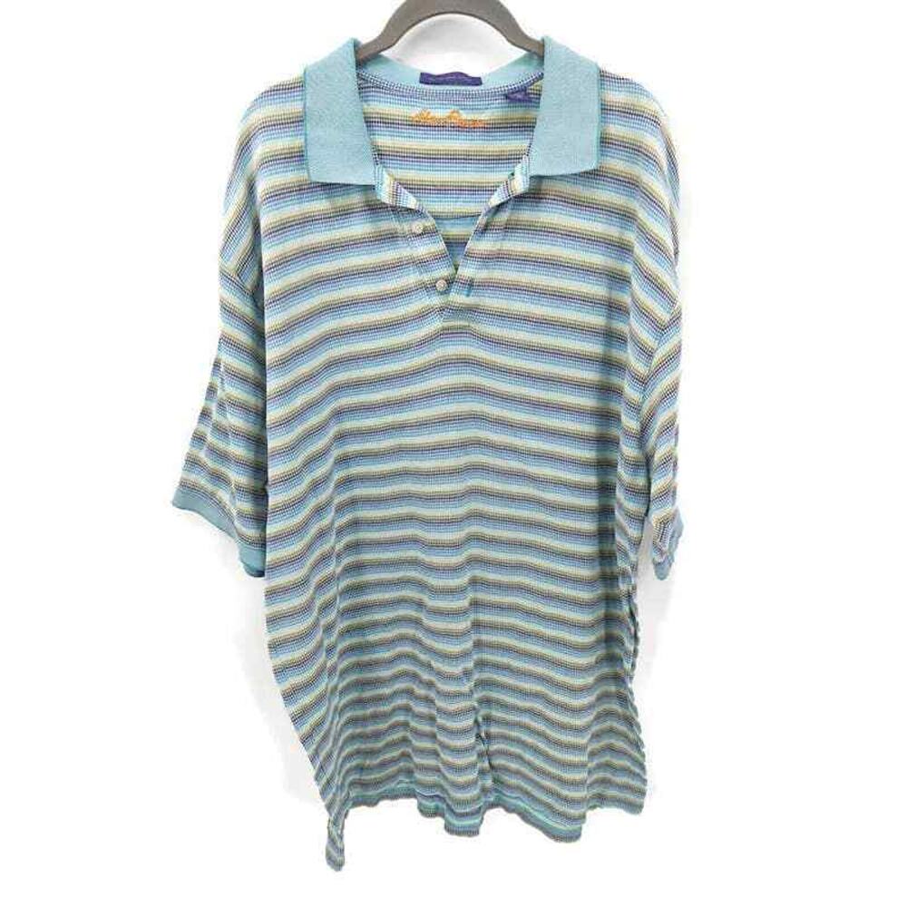 Alan Flusser mercerized cotton multi colors polo in size XL Blue Purple Classic